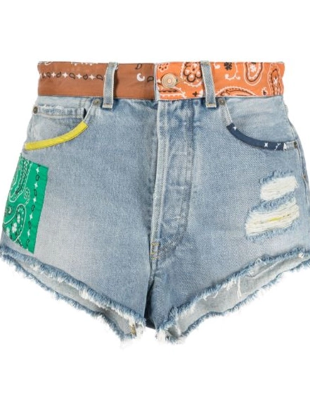 Cheap Alanui Women bandana-print California shorts denim 0402